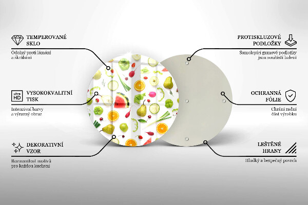 Üveg vágódeszka Gyümölcsök és zöldségek minta