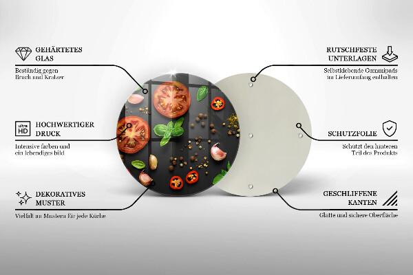 Üveg vágódeszka Paradicsom és fűszerek