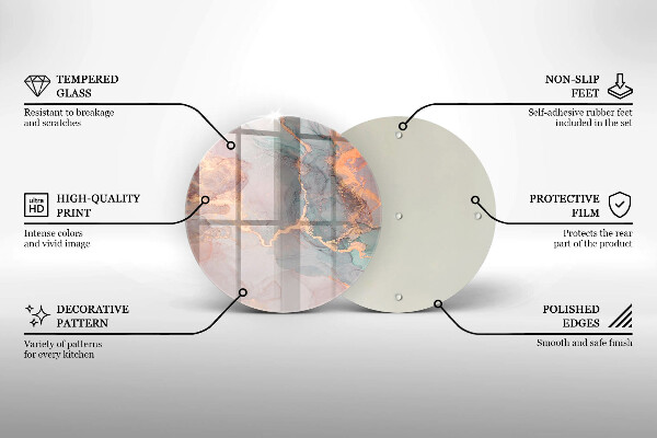 Üveg vágódeszka Márvány arannyal