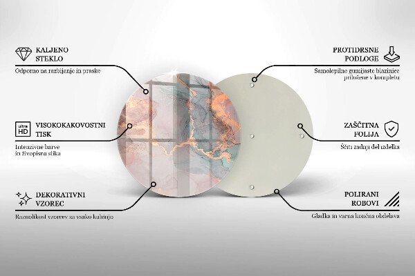 Üveg vágódeszka Márvány arannyal