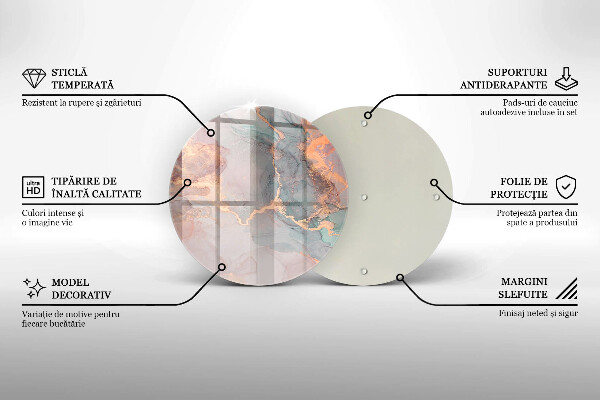 Üveg vágódeszka Márvány arannyal