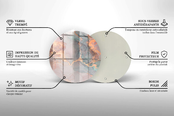 Üveg vágódeszka Márvány arannyal