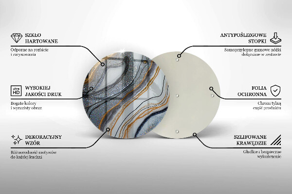 Üveg vágódeszka szikla arannyal