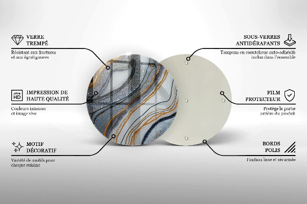 Üveg vágódeszka szikla arannyal