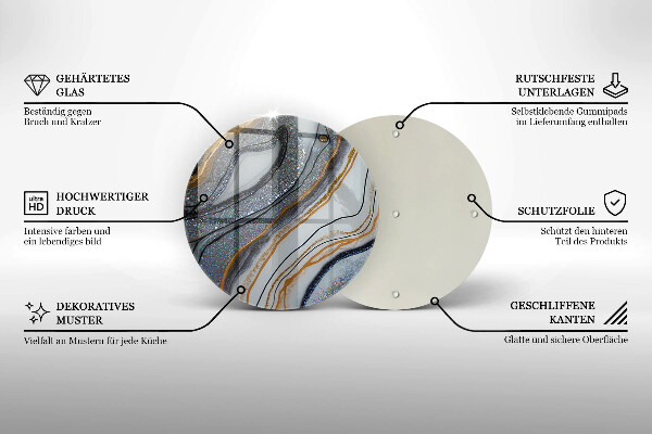 Üveg vágódeszka szikla arannyal