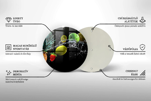 Üveg vágódeszka Gyümölcsök vízben