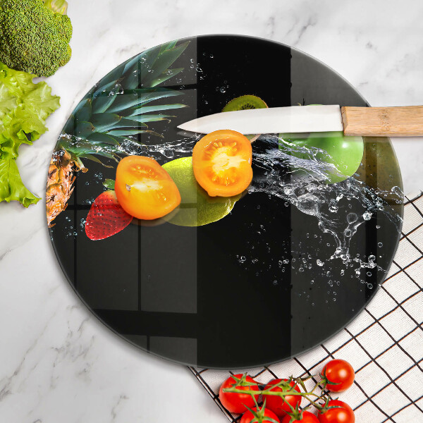 Üveg vágódeszka Gyümölcsök vízben