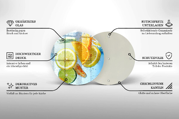 Üveg vágódeszka Zamatos citrusvíz