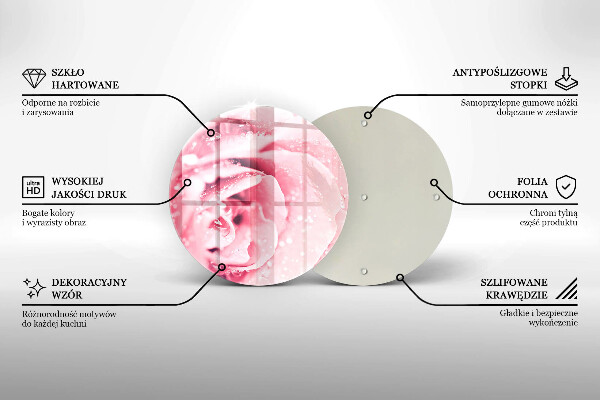 Üveg vágódeszka Harmatcseppek és rózsavirág