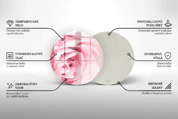 Üveg vágódeszka Harmatcseppek és rózsavirág