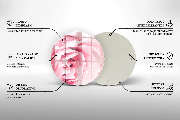 Üveg vágódeszka Harmatcseppek és rózsavirág
