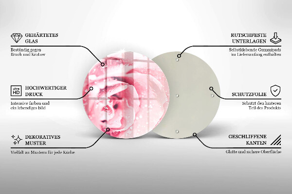 Üveg vágódeszka Harmatcseppek és rózsavirág