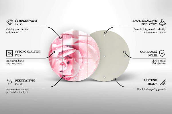 Üveg vágódeszka Harmatcseppek és rózsavirág
