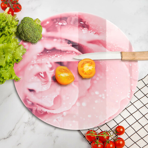 Üveg vágódeszka Harmatcseppek és rózsavirág