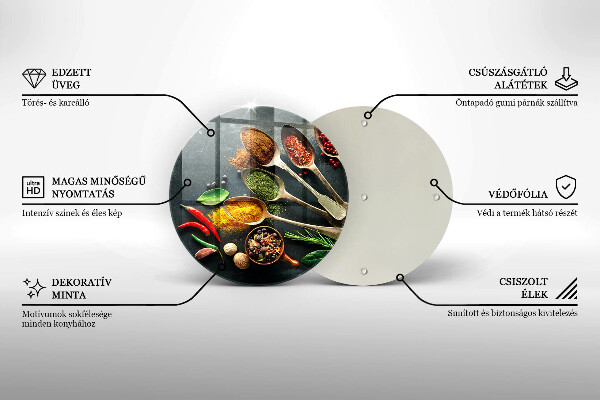 Üveg vágódeszka Konyhai kanál fűszerek