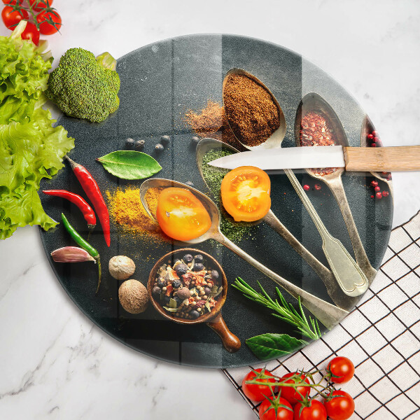 Üveg vágódeszka Konyhai kanál fűszerek