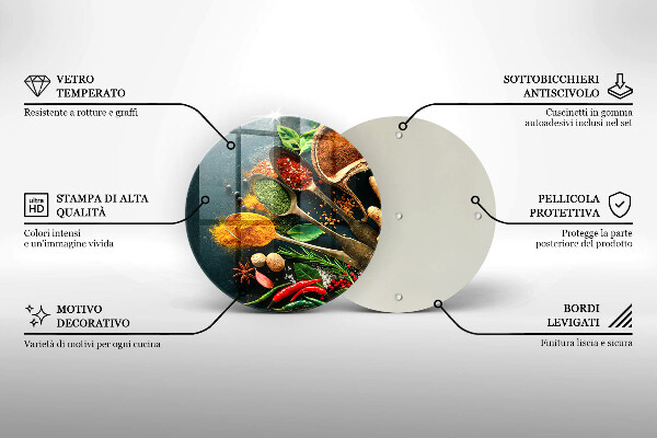 Üveg vágódeszka Konyhai fűszerek kanál