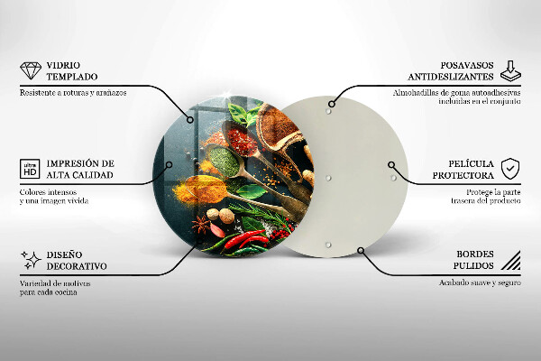 Üveg vágódeszka Konyhai fűszerek kanál