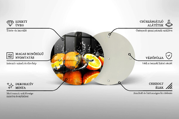 Üveg vágódeszka Lédús narancssárga gyümölcs