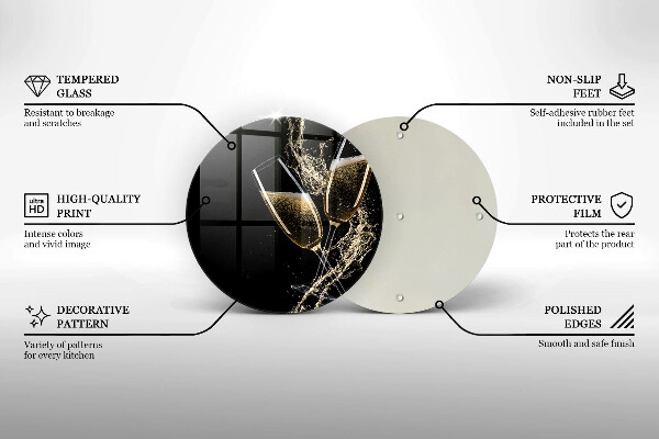 Üveg vágódeszka Pohár pezsgő