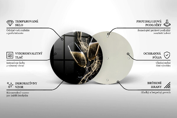 Üveg vágódeszka Pohár pezsgő