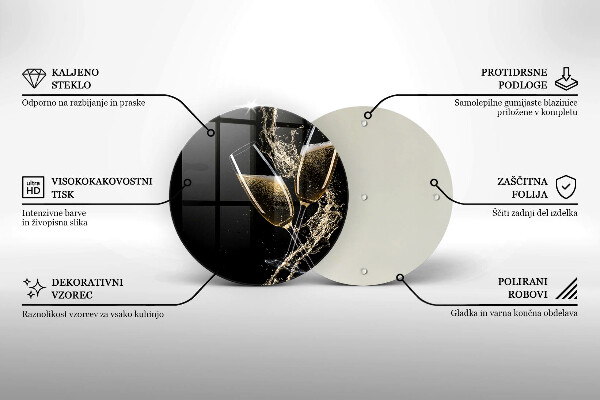 Üveg vágódeszka Pohár pezsgő