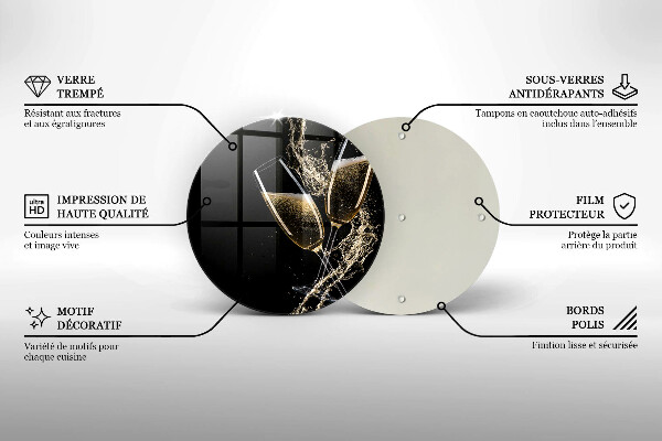 Üveg vágódeszka Pohár pezsgő