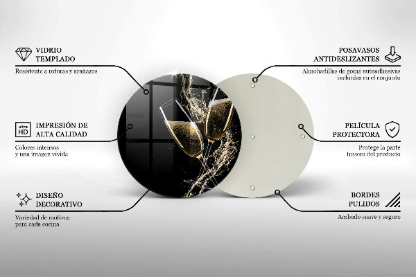 Üveg vágódeszka Pohár pezsgő