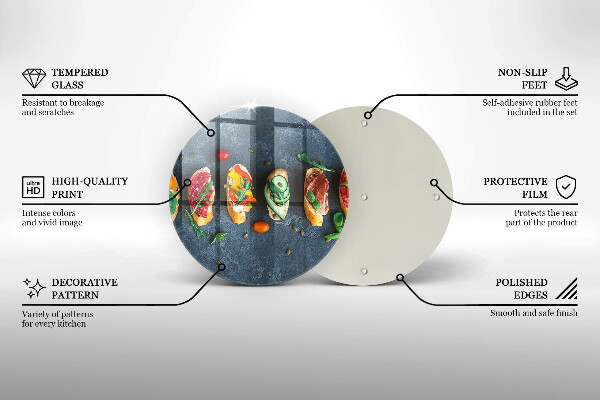 Üveg vágódeszka Színes szendvicsek