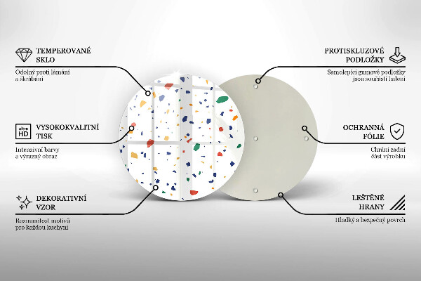Üveg vágódeszka Színes kőedény
