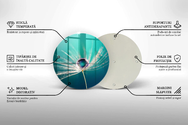 Üveg vágódeszka Harmat a pitypangon