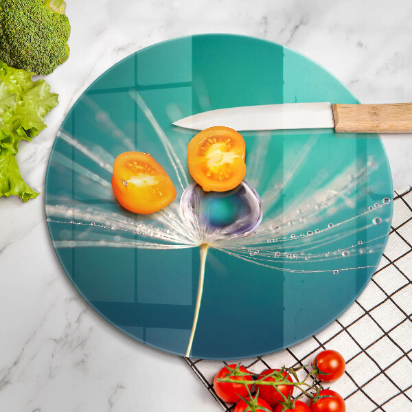 Üveg vágódeszka Harmat a pitypangon