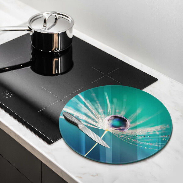 Üveg vágódeszka Harmat a pitypangon