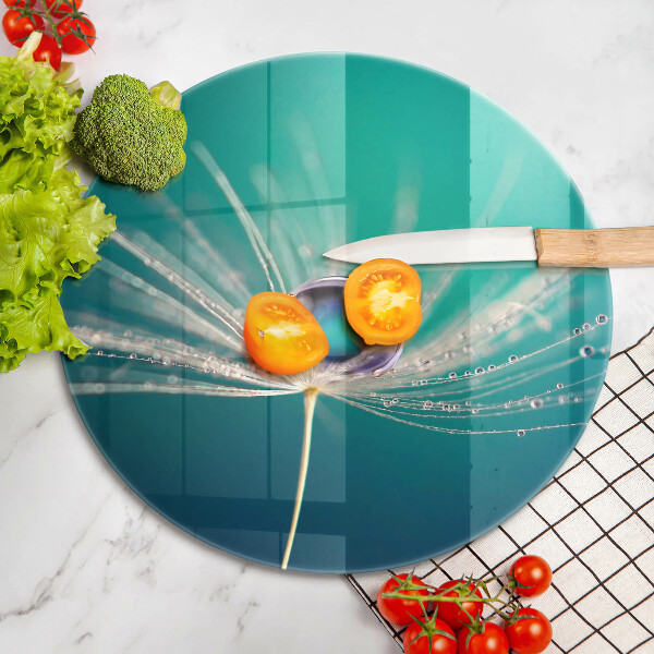 Üveg vágódeszka Harmat a pitypangon