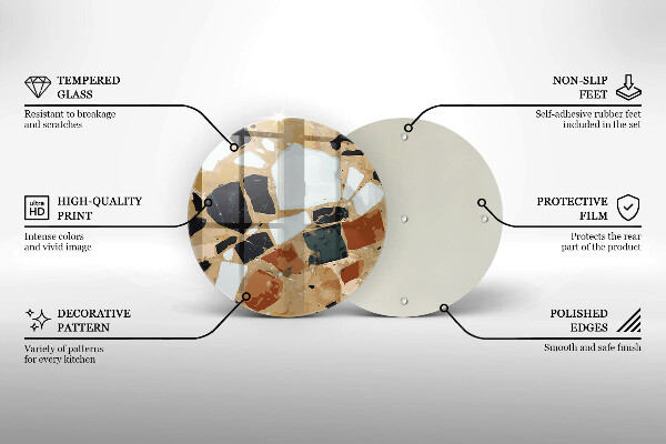 Üveg vágódeszka Dekoratív kövek lemez