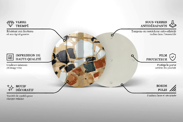 Üveg vágódeszka Dekoratív kövek lemez