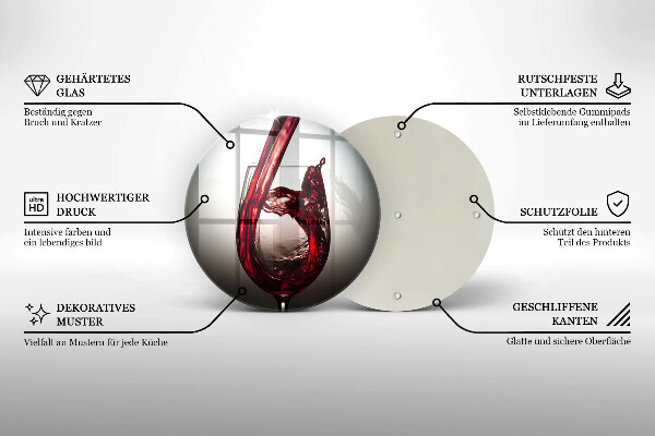 Üveg vágódeszka Pohár és vörösbor