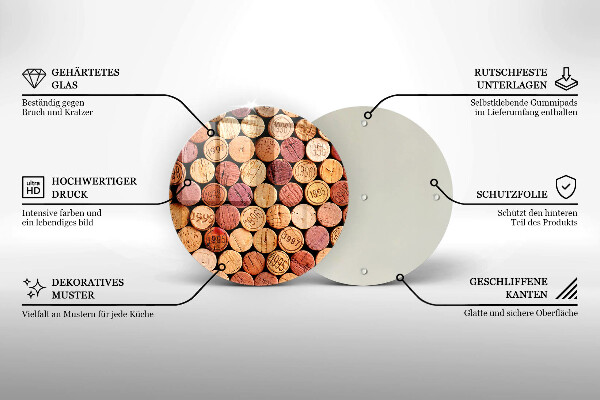 Üveg vágódeszka Bordugók minta