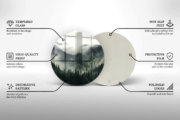 Üveg vágódeszka Erdő és köd táj