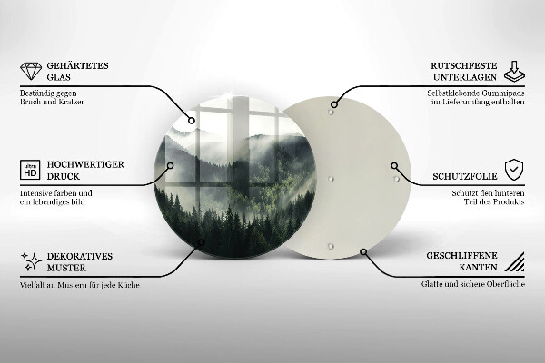 Üveg vágódeszka Erdő és köd táj