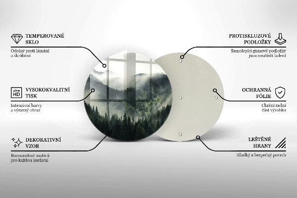 Üveg vágódeszka Erdő és köd táj