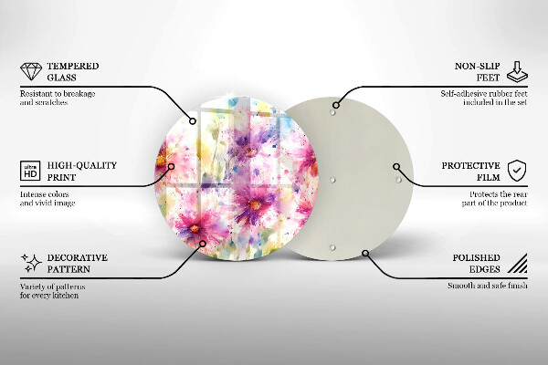 Üveg vágódeszka Festett virágok