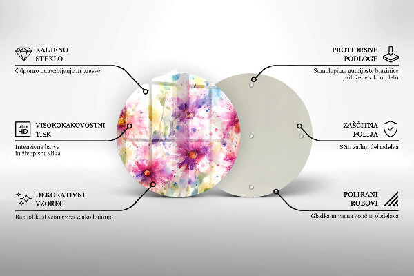 Üveg vágódeszka Festett virágok