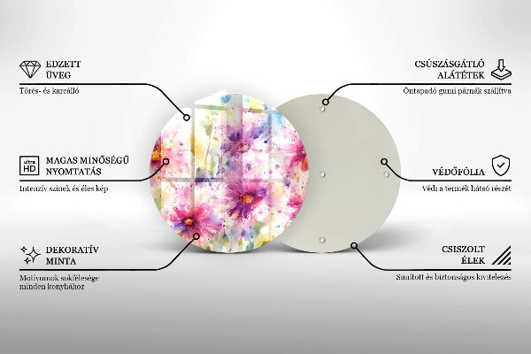 Üveg vágódeszka Festett virágok