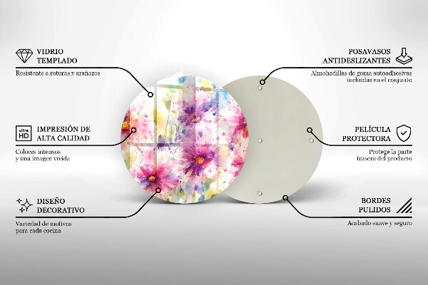 Üveg vágódeszka Festett virágok