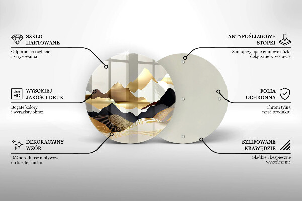 Üveg vágódeszka Absztrakt arany hegyek