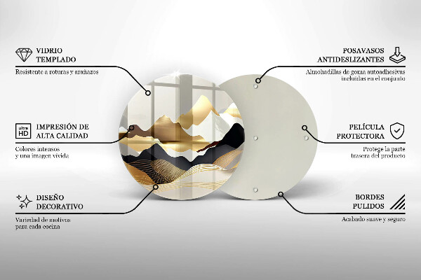 Üveg vágódeszka Absztrakt arany hegyek