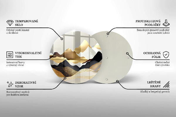Üveg vágódeszka Absztrakt arany hegyek