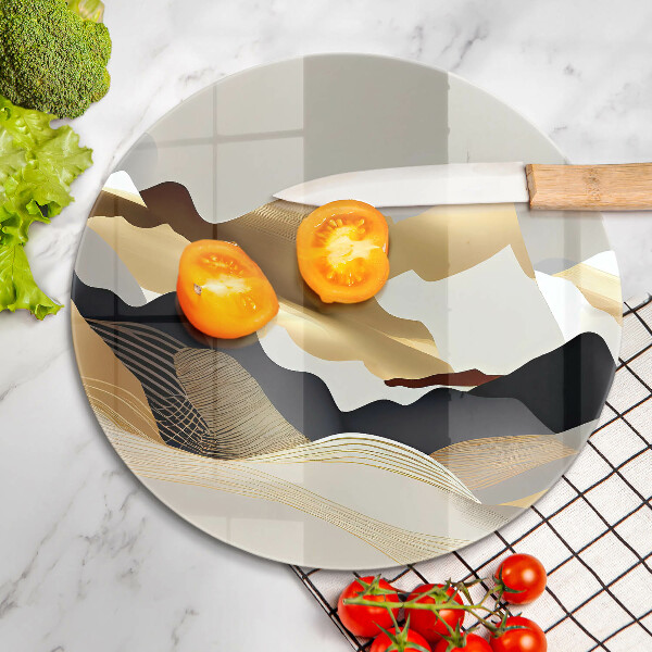 Üveg vágódeszka Absztrakt arany hegyek