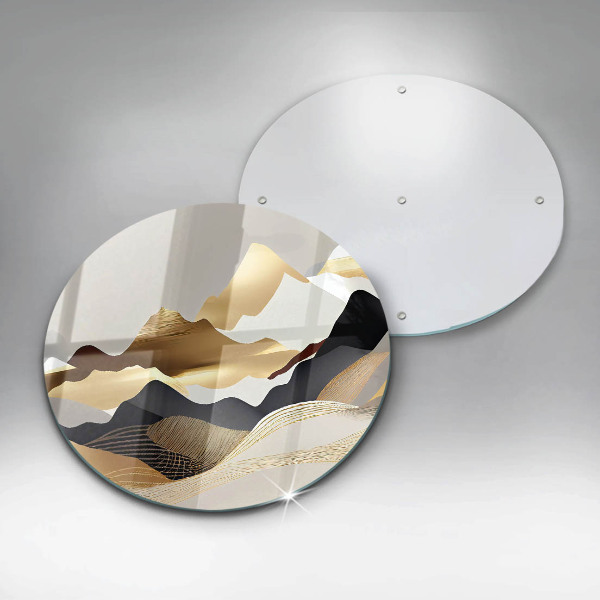 Üveg vágódeszka Absztrakt arany hegyek